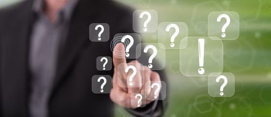 Man touching a q&a concept