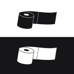 Vector illustration of toilet paper. Black and white isolated image.