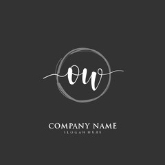 Handwritten initial letter O W OW for identity and logo. Vector logo template with handwriting and signature style.