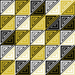Abstract geometric gold and black and white pattern