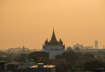 Sunset view at  Golden mount wat saket temple, Bangkok, Thailand