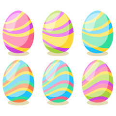 Happy Easter card. Set of  Easter eggs with different texture on a white background.  Vector isolated Illustration. 