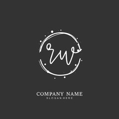 Handwritten initial letter R W RW for identity and logo. Vector logo template with handwriting and signature style.