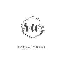 Handwritten initial letter R W RW for identity and logo. Vector logo template with handwriting and signature style.