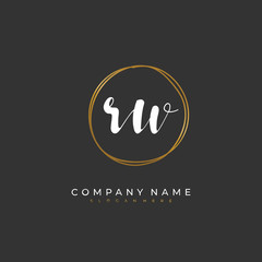 Handwritten initial letter R W RW for identity and logo. Vector logo template with handwriting and signature style.