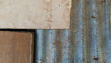 rustic corrugated metal wall with wood texture multiplex