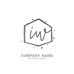 Handwritten initial letter I W IW for identity and logo. Vector logo template with handwriting and signature style.