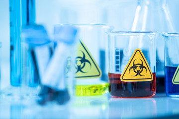 Blue water solution in glass