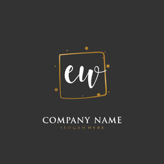 Handwritten initial letter E W EW for identity and logo. Vector logo template with handwriting and signature style.