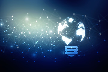  2d illustration bulb future technology, innovation background, creative idea concept 