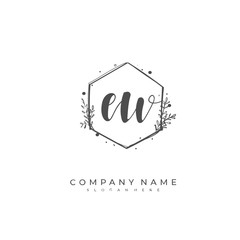 Handwritten initial letter E W EW for identity and logo. Vector logo template with handwriting and signature style.