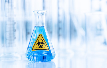 Blue water solution in glass