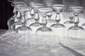 empty glasses on table