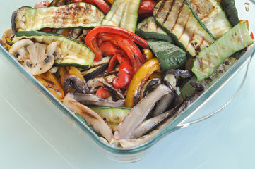 grilled vegetables, courgettes peppers and aubergine