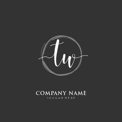 Handwritten initial letter T W TW for identity and logo. Vector logo template with handwriting and signature style.