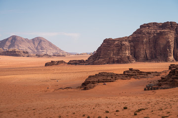 Fototapeta na wymiar Mountain and desert in Wadi Rum, famous desert in Jordan, Arab