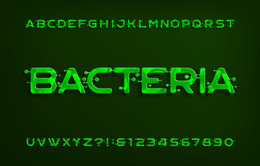 Bacteria alphabet font. Type letters and numbers. Stock vector typescript for your typography design.