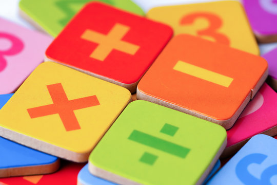 Math Number colorful on white background : Education study mathematics learning teach concept.