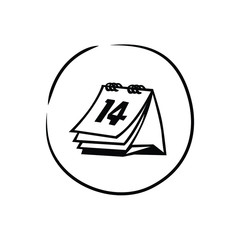 Calendar black and white drew icon vector 