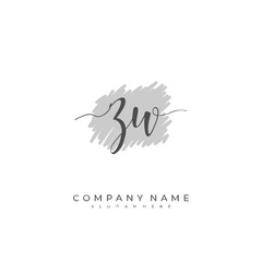   Handwritten initial letter Z W ZW for identity and logo. Vector logo template with handwriting and signature style.
