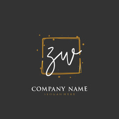   Handwritten initial letter Z W ZW for identity and logo. Vector logo template with handwriting and signature style.