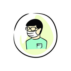 Man with mask drew icon vector 