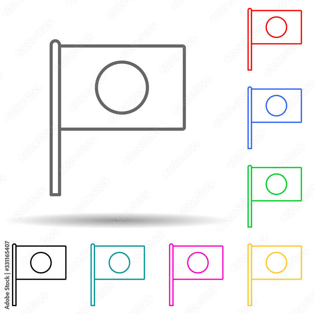 Poster japan multi color set icon. simple thin line, outline vector of flags icons for ui and ux, website o
