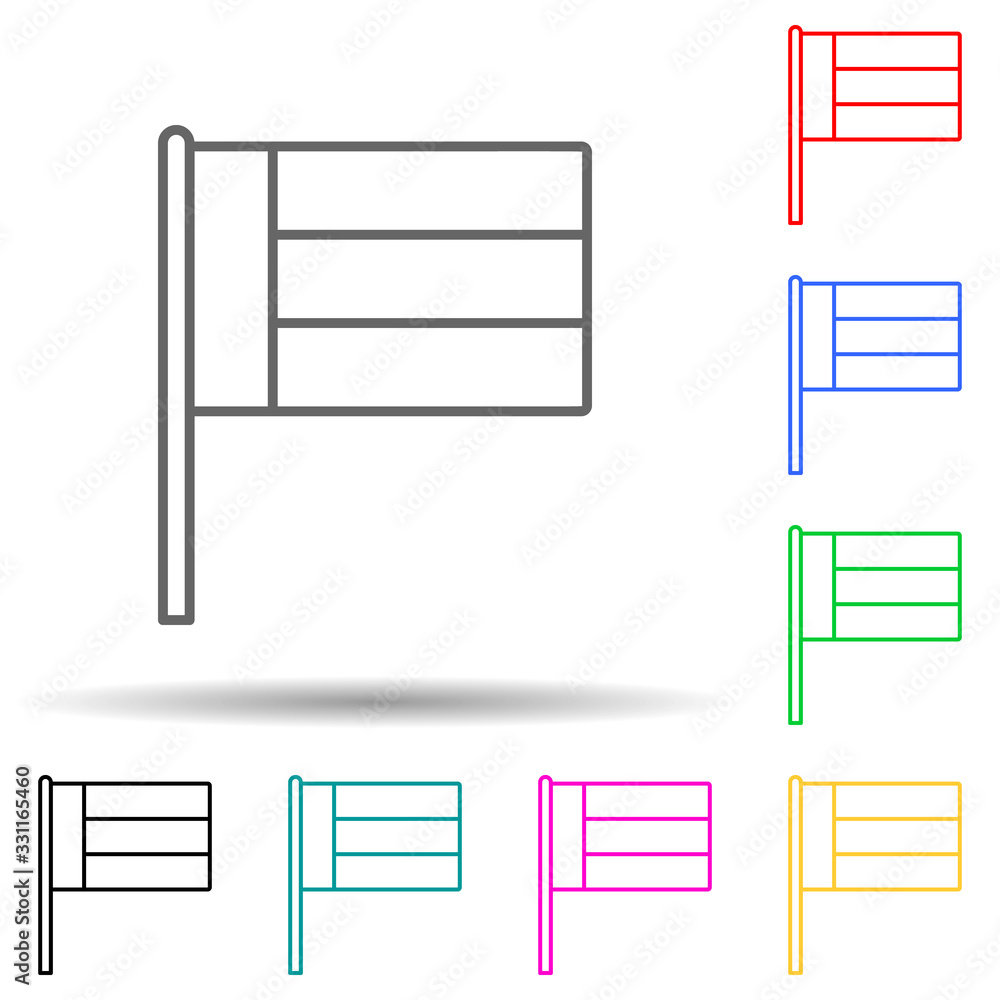Poster united arab emirates multi color set icon. simple thin line, outline vector of flags icons for ui an