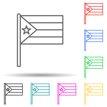 Puerto rico multi color set icon. Simple thin line, outline vector of flags icons for ui and ux, website or mobile application