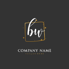Handwritten initial letter B W BW for identity and logo. Vector logo template with handwriting and signature style.