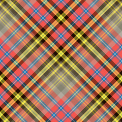 Seamless pattern in great black, yellow, red, blue and grey colors for plaid, fabric, textile, clothes, tablecloth and other things. Vector image. 2