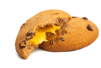 cookies with chocolate drops isolated