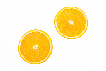 Orange slices isolated on the white background