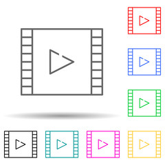 Film multi color set icon. Simple thin line, outline vector of web icons for ui and ux, website or mobile application