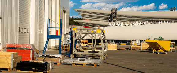 machines for the production of propellers for wind turbines in a wind turbine factory © Mike Mareen