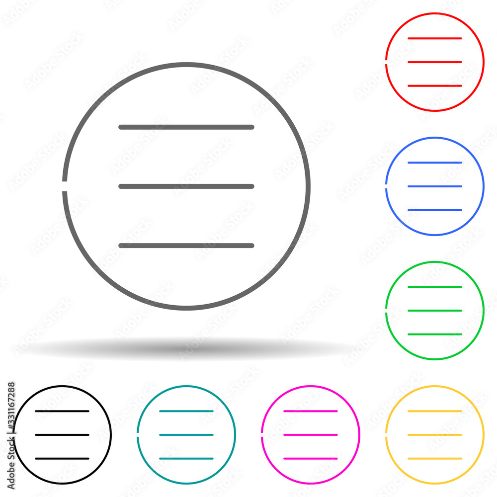Poster menu sign in circle multi color set icon. simple thin line, outline vector of web icons for ui and u
