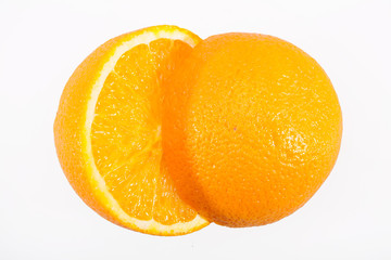Halved orange isolated on the white background