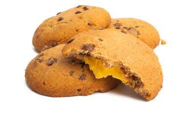 cookies with chocolate drops isolated