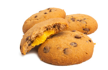 cookies with chocolate drops isolated