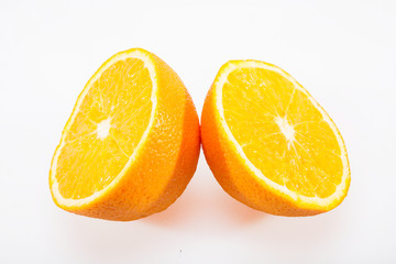 Halved orange isolated on the white background