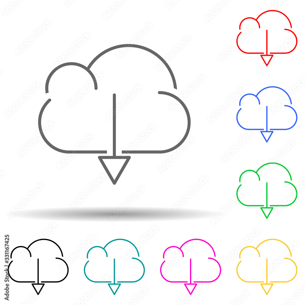 Poster download from cloud multi color set icon. simple thin line, outline vector of web icons for ui and u