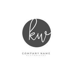 Handwritten initial letter K W KW for identity and logo. Vector logo template with handwriting and signature style.