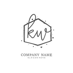 Handwritten initial letter K W KW for identity and logo. Vector logo template with handwriting and signature style.