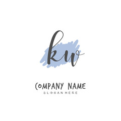 Handwritten initial letter K W KW for identity and logo. Vector logo template with handwriting and signature style.