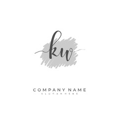 Handwritten initial letter K W KW for identity and logo. Vector logo template with handwriting and signature style.