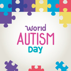 world autism day with puzzle pieces vector illustration design