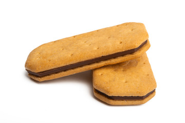 double square cookies with chocolate isolated