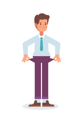 Financial crisis. Man showing  empty pocket