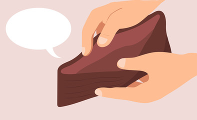 Financial crisis. Hands holding an empty wallet vector 
