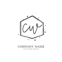 Handwritten initial letter C W CW for identity and logo. Vector logo template with handwriting and signature style.